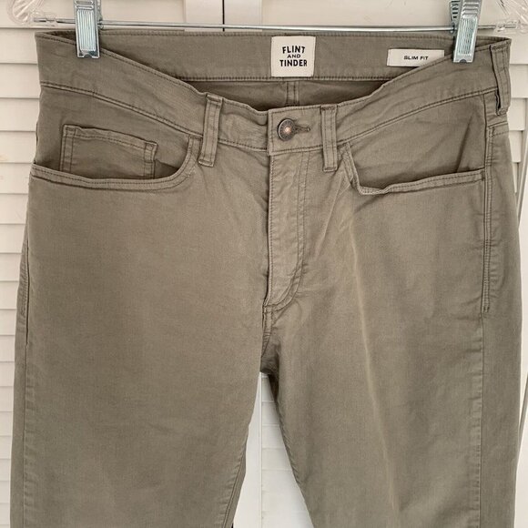 Flint and Tinder Men 29x30 Khaki Slim Fit Cotton Stretch 365 Pants Pockets Chino - Picture 2 of 14